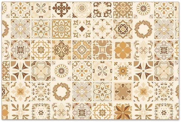 Boho Coffee Espresso Accessories Hide Stain Cuttable Placemat Quick Dry Dish Mat for Kitchen Counter Sink 16"X24" (Elegant Mosaic B)