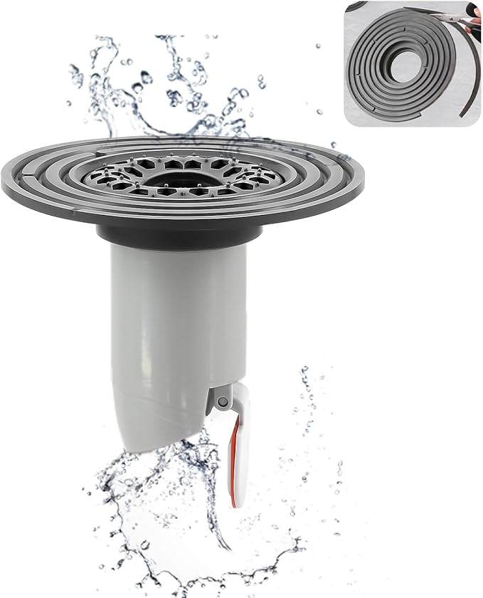 Odor-Proof Shower Drain Plug with Magnetic Backflow Preventer, Hair Catcher, and Variable Diameter Washers, Fits drains, sewers, and Pipes with Inner diameters from 1.5" to 3.9"