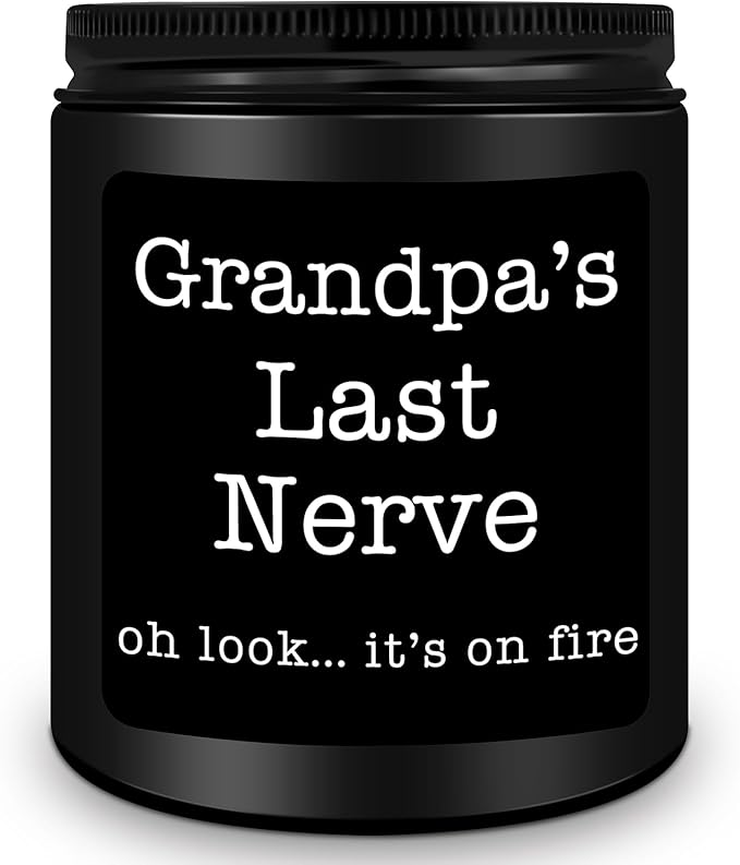 Homsolver Grandpa Gifts from Granddaughter Grandson, Unique Fathers Day, Birthday, Christmas, Retirement Candles, Grandpa’s Last Nerve Scented Candle