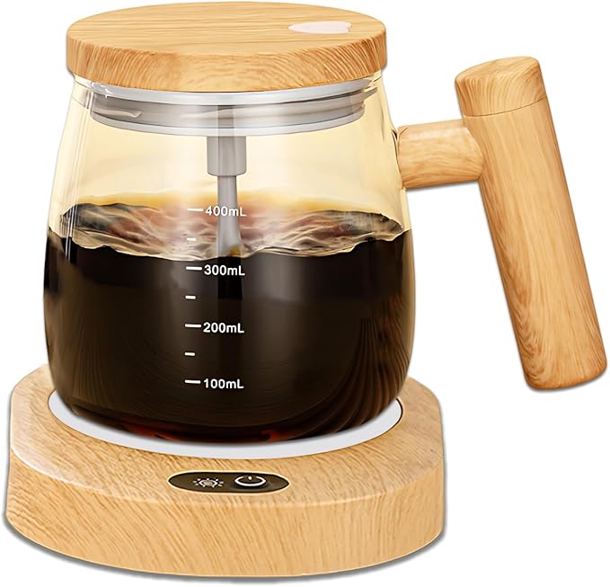 Self Stirring Mug, 400ML Self Stirring Coffee Mug Electric Mixing Mug High Borosilicate Glass Mixing Coffee Mug With 55° Constant Temperature Coaster Suitable for Coffee/Milk/Protein Powder