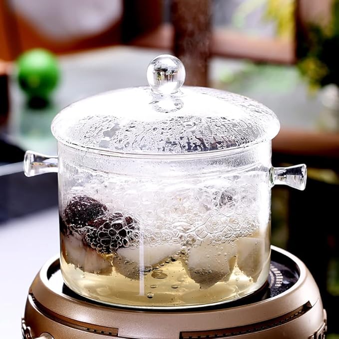Glass Saucepan - 2.3L/78OZ Glass Saucepan Heat-Resistant Borosilicate Glass Handmade Cookware Set stovetop Pot - Safe for Pasta Noodle, Soup, Milk, Tea,salad (2.3L/78OZ)