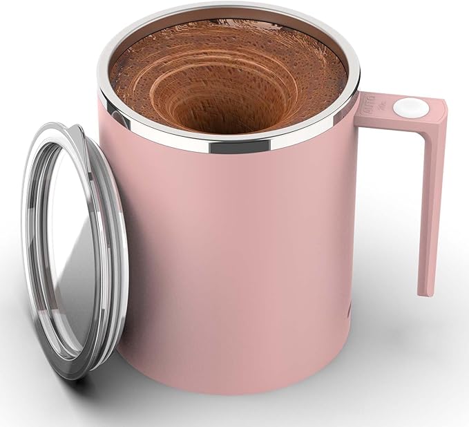 CYANLUX Self Stirring Mug, Rechargeable Automatic Magnetic Electric Coffee Mug, Rotating Mixing Cup, To Stir Coffee, Chocolate, Milk, Protein,Cocoa, Great For Home Office Travel School (Pink)