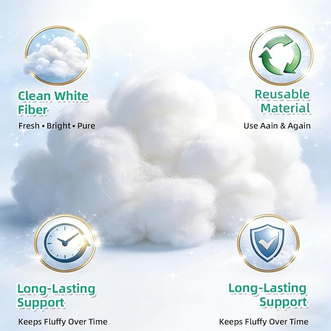 Welacer Polyfill Stuffing, Fluffy Pillow Stuffing for Stuffed Animals, DIY Plush Toys, Cushions, Cloud Decorations, Premium Original White Polyester Filling for Crochet Crafts,20lb/320oz