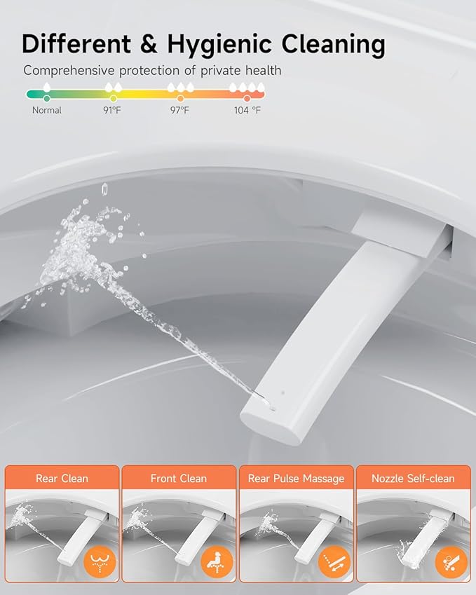 Smart Toilet with Bidet Built In, One Piece Smart Toilet with Auto Open/Close Lid, Powerful Flush, Heated Seat, Warm Water Wash & Dryer, LED Display, Night Light, 1.28 GPF