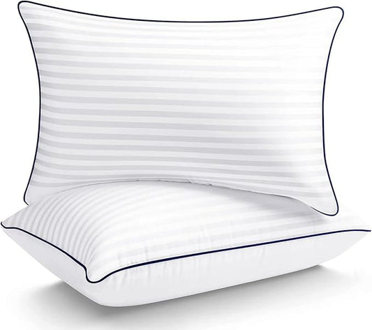 SEMZSOM Bed Pillows for Sleeping, Full Standard Size Set of 2 Luxury Hotel Pillows with Premium Soft Down Alternative Filling for Back, Stomach and Side Sleepers