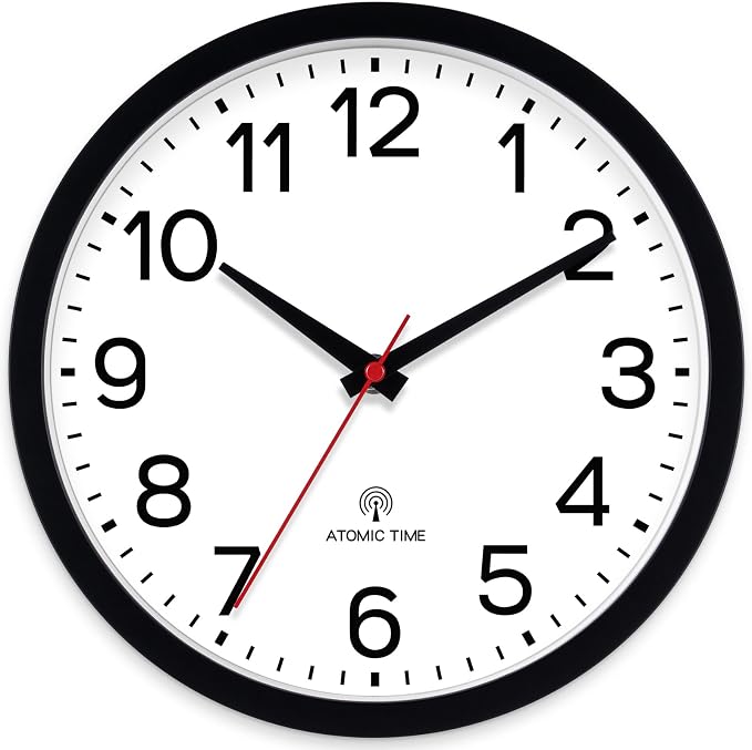 AKCISOT 10 Inch Wall Clock, Battery Operated Analog Clock, Silent Non-Ticking, Ideal for Bedroom, Bathroom, Kitchen, Office and School, Black