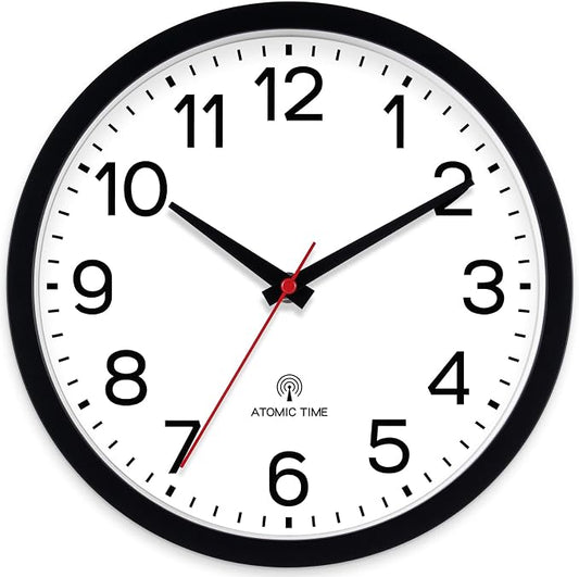 AKCISOT 10 Inch Wall Clock, Battery Operated Analog Clock, Silent Non-Ticking, Ideal for Bedroom, Bathroom, Kitchen, Office and School, Black