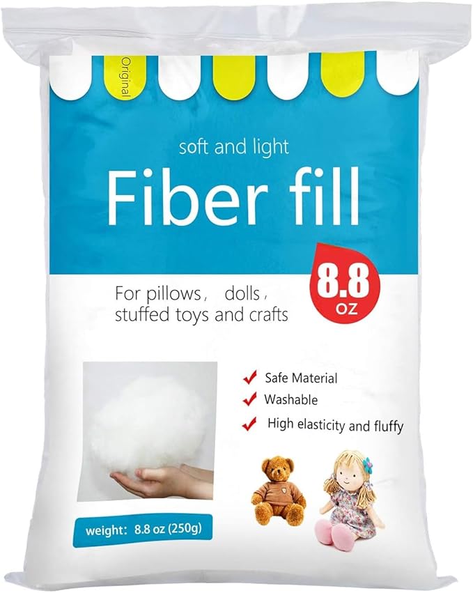 BUTUZE 250g/8.8oz Polyfill Stuffing Fiber Fill, (2.1oz-4.4lb) White Premium Fiberfill Stuffing for Craft, High Resilience Crochet Stuffing, Stuffing for Stuffed Animals, Cotton Batting, Recyclable