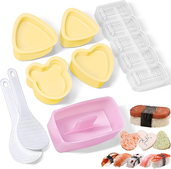 TAORISH Onigiri Mold, 8 Pcs Rice Mold Musubi Maker Kit, Musubi Maker Press Mold, Classic Triangle Rice Ball Mold Maker Sushi Mold for Kid Lunch Bento, Home DIY, Standard