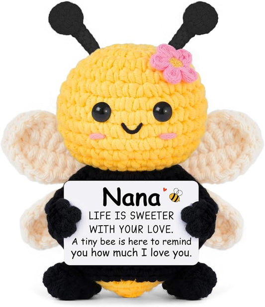 Mothers Day Nana Gifts from Granddaughter, Birthday Gifts for Nana - Cute Handmade Crochet Bee - Valentines for Grandma, Emotional Support Animal Gift