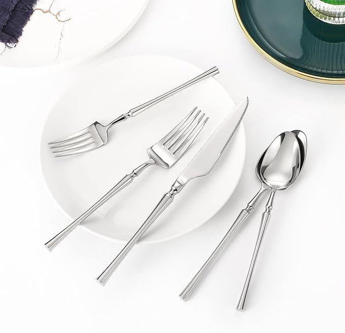 Lazycorner 20 Pcs Silverware Set, 18/10 Stainless Steel Flatware Set with Forks and Spoons, Mirror Finish Cutlery Set for Restaurant Hotel Party, Dishwasher Safe