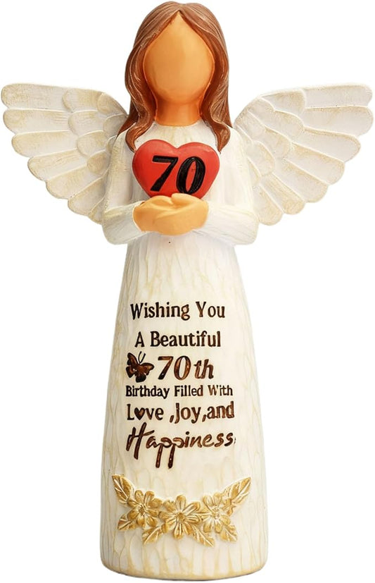 70th Birthday Gifts for Women – Elegant 70th Birthday Angel Figurine, Unique Gift for Grandma, Mother, Sister, or Friends