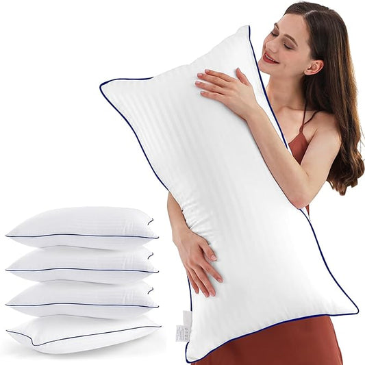 SEMZSOM Bed Pillows Standard Size Set of 4, Luxury Hotel Pillows with Soft Fluffy Down Alternative Filling Sleeping Pillows for Back, Stomach and Side Sleepers
