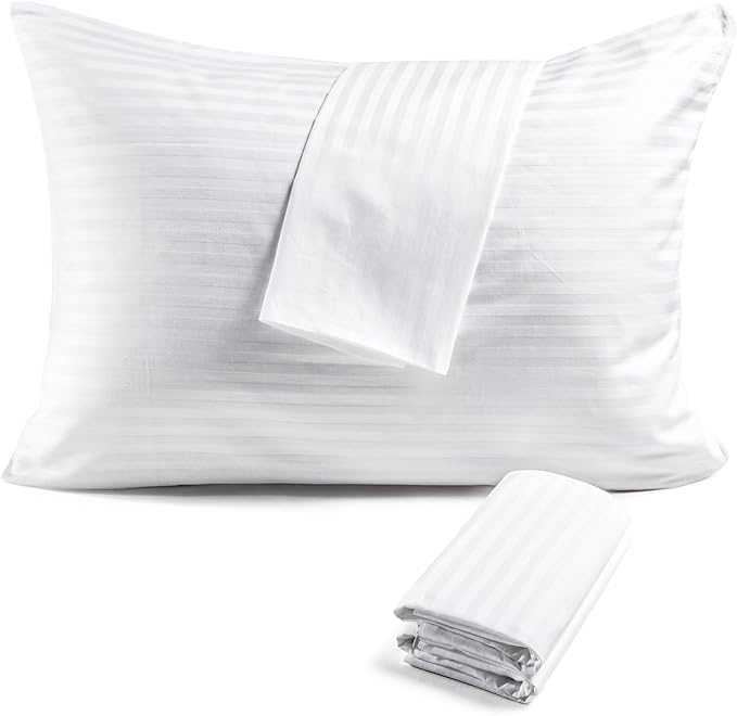 FAUNNA 600TC 100% Cotton Pillow Protectors, King Size (20x36), 2 Pack, Oeko-TEX Certified, Hotel Grade Pillow Cover with Silent Zipper, Zip Up Pillow Cases, White