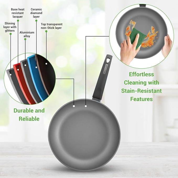 NutriChef Professional 12-Piece Red Nonstick Cookware Set - PFOA/PFOS-Free, Heat Resistant Lacquer, Elegant Design, Multi-Sized Pots and Pans