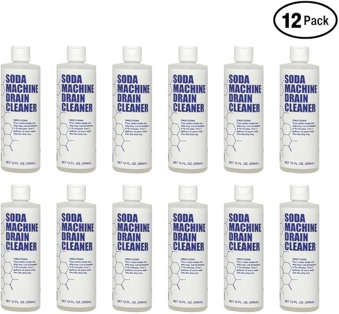 Soda Machine Drain Cleaner - Safe & Non-Corrosive Fountain Drink Machine Line Cleaner for Syrup & Sugar Buildup - Easy Monthly Treatment, No Scrubbing Needed (Pack of 12)