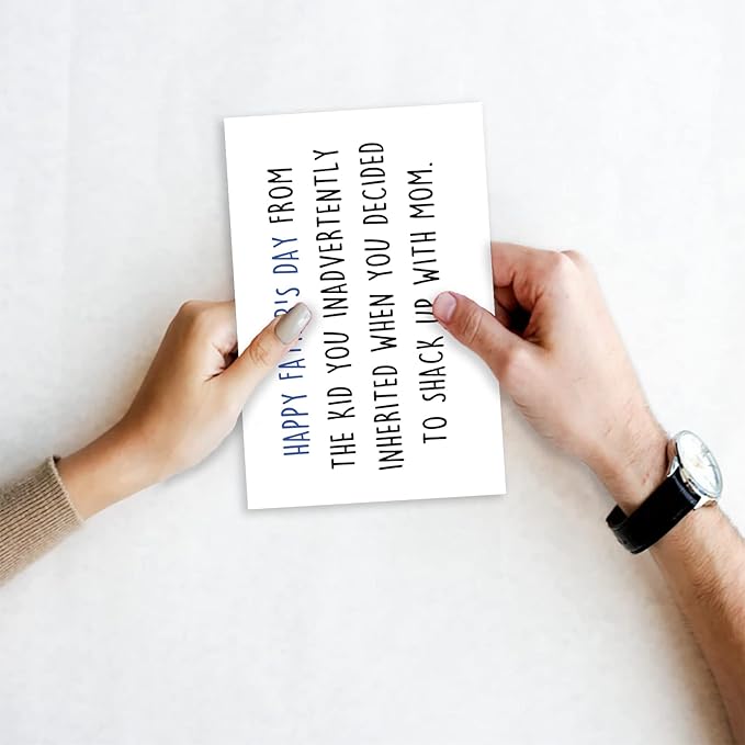 Funny Father's Day Card for Step Dad, Unique Step Dad Father Day Gifts Card from Daughter, Happy Father's Day Step Dad from Wife