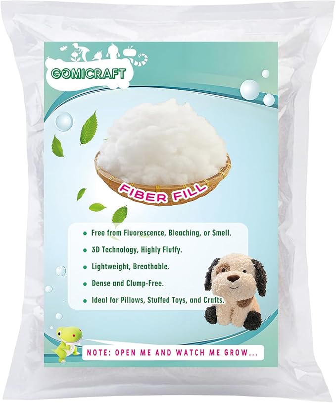 GOMICRAFT Fiberfill Stuffing for Crochet Animals, 16oz for Crafts, Cushion and Clouds, Premium Quality Fiber Fill Stuffing Machine Washable Ployester.