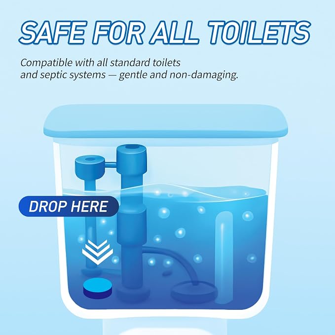 Toilet Bowl Cleaner Tablets 40 Pack, Long-Lasting Drop-in Tank Tablets with Sustained-Release Technology, Fight Tough Stains & Odors, Household & Commercial Use, Compatible with Most Toilets-VERY GOOD