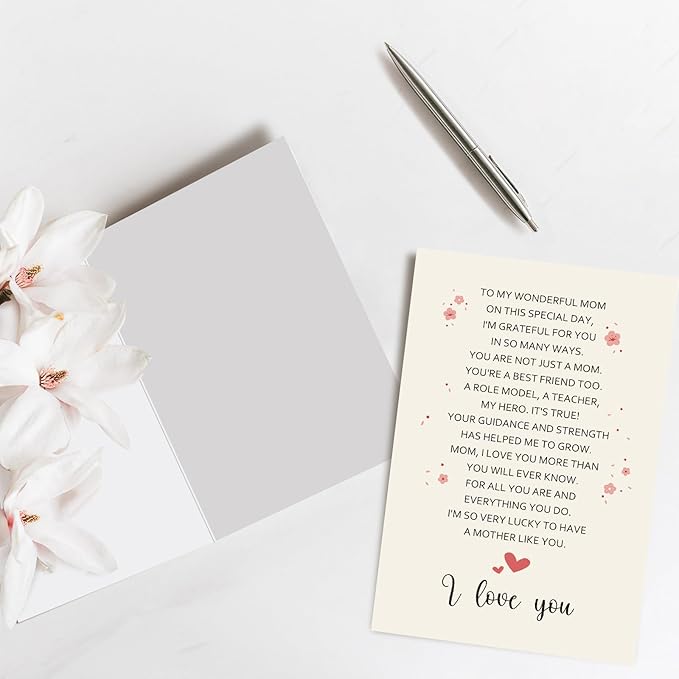 Spercy Poem Mothers Day Card, Heartfelt Mothers Day Card for Mom, Poem Birthday Card for Mom from Children, Happy Mothers Day Card Gift for Mom, Love You Mom Card