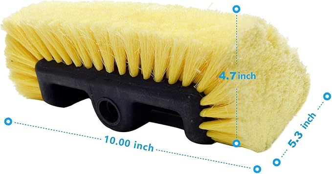 CARCAREZ 10" Car Wash Brush Head with Soft Bristle for Auto RV Truck Boat Camper Exterior Washing Cleaning, Yellow