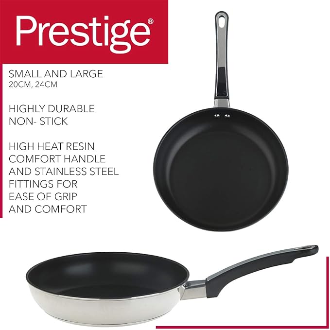 Prestige Everyday Stainless Steel Cookware Set, 5-Piece - Black/Silver
