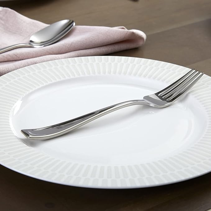 Oneida Silverware Set, Moda Fine Flatware Dinner Forks Set, Service For 4, 18/10 Stainless Steel, Rust Resistant, Mirror Finish, Dishwasher Safe, Dining Utensils Sets, Fork (Silver, 4 Pieces)