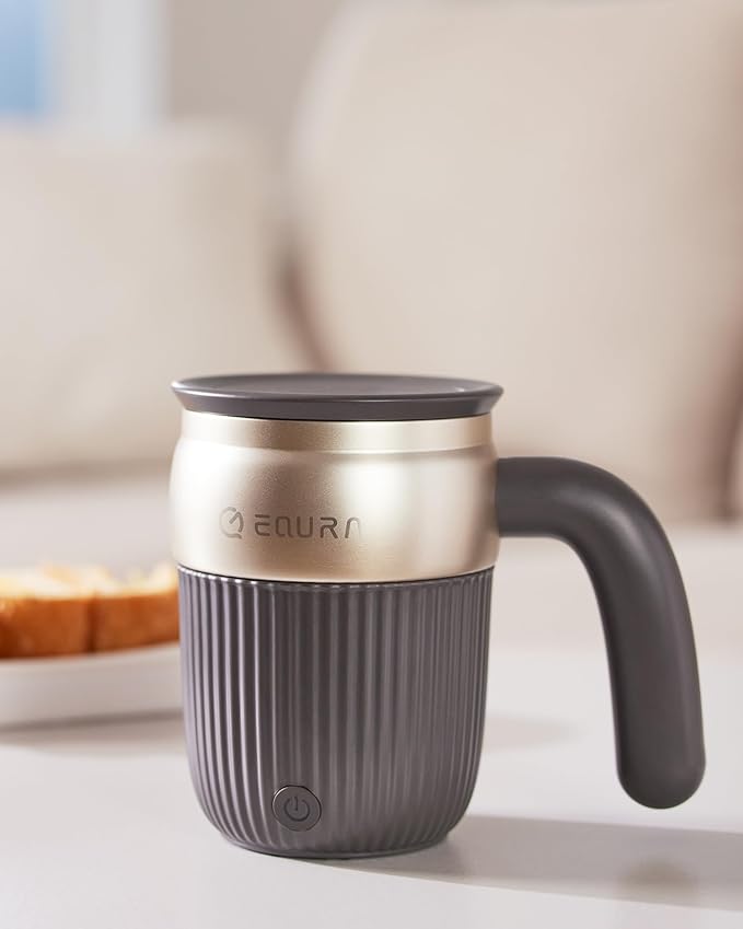 Self Stirring Coffee Mug, Rechargeable Magnetic Stirring Cup, Thermos, Electric Mixing Mug with Lid for Coffee/Milk/Cocoa and Other Beverages - 15 Oz (Gray)