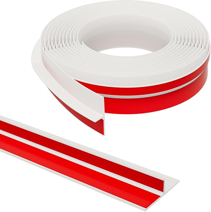 Elvone T-Shaped Door Draft Stopper, 1.37 in x 20 Ft Silicone Seal Strip for Windows Gaps, Weather Stripping Seal Strip Shower Sweep, White