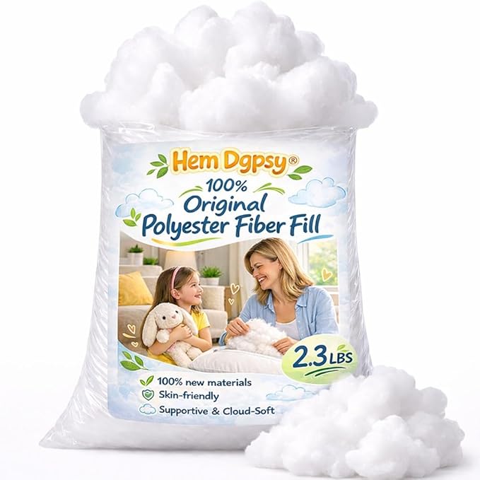 Polyfill Stuffing 2.3lb/36.8oz, Premium Polyester Fiber Pillow Stuffing for Cushion, Couch, Stuffed Animals, Crafts, Crochet Toys, Cloud Decor, Machine Washable
