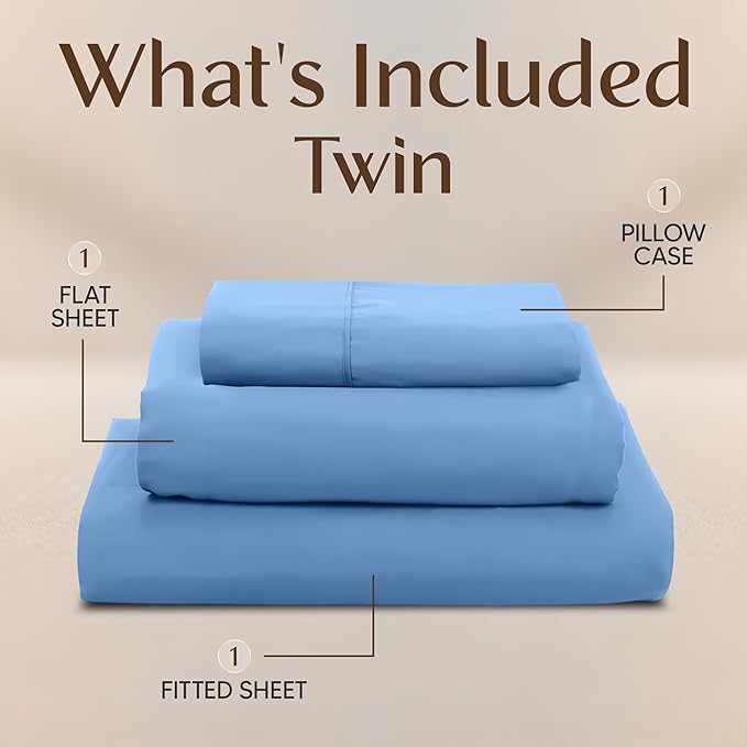 Utopia Bedding Twin Sheet Set – 3 Piece Bed Sheets for Twin Size Bed, Soft and Breathable Microfiber, Includes 1 Fitted Sheet, 1 Flat Sheet and 1 Pillowcase – Oeko Tex (Dutch Blue)