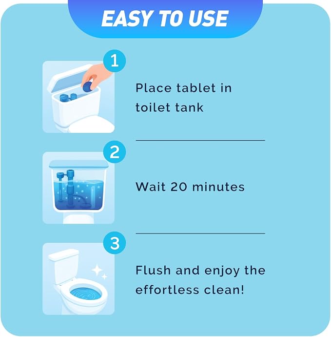 Toilet Bowl Cleaner Tablets 40 Pack, Long-Lasting Drop-in Tank Tablets with Sustained-Release Technology, Fight Tough Stains & Odors, Household & Commercial Use, Compatible with Most Toilets-VERY GOOD