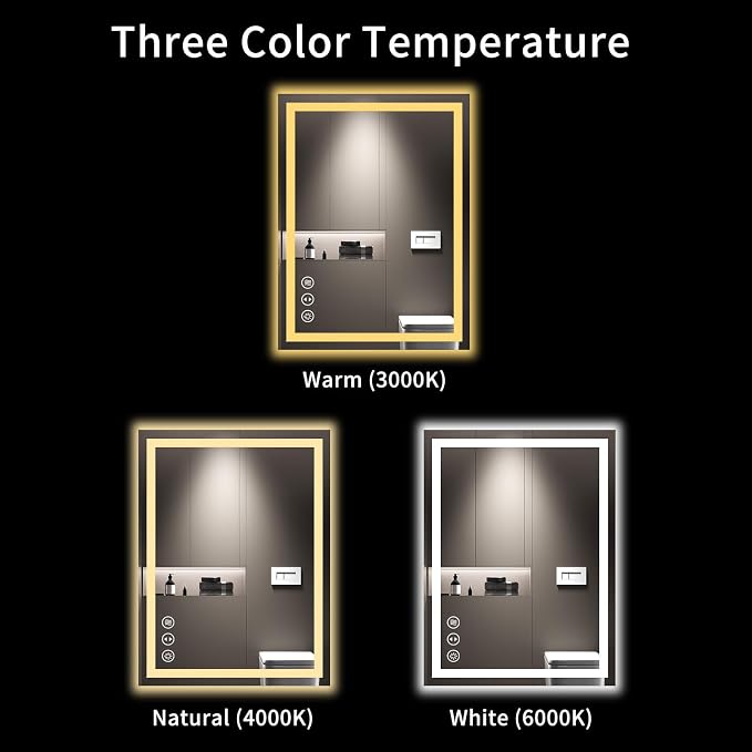 LOAAO 24"X32" LED Bathroom Mirror with Lights, Anti-Fog, Dimmable, Backlit + Front Lit, Lighted Bathroom Vanity Mirror for Wall, Memory Function, Tempered Glass, ETL Listed
