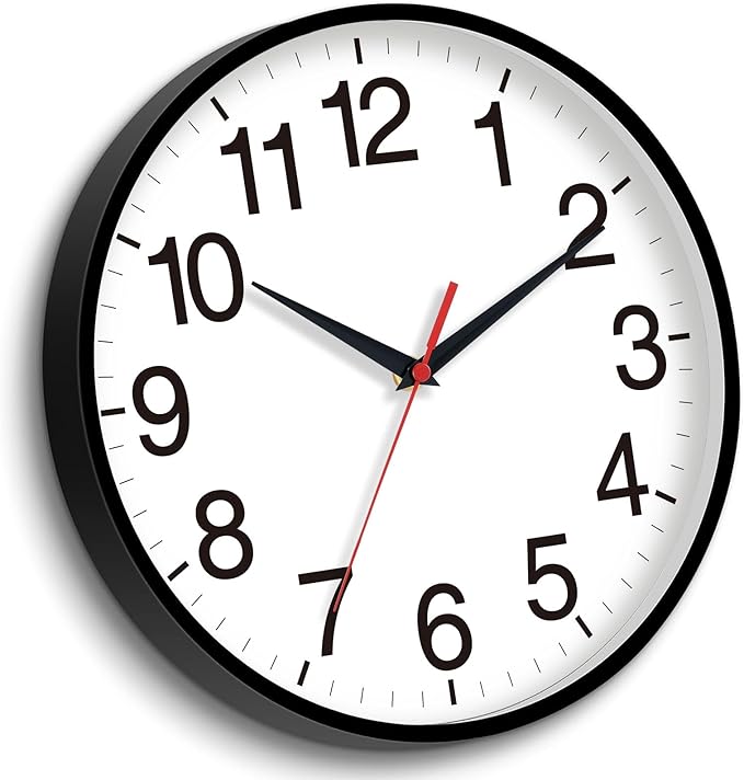 Rohioue 18 Inch Wall Clock, Modern Battery Operated Wall Clocks, Silent Non Ticking Large Analog Clock for Living Room, Office, Home, Bedroom, Kitchen, Bathroom(Black)