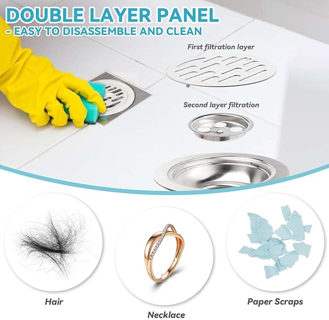 Yakamoz Sewer Odor Proof Floor Drain 4 Inch, Stainless Steel Anti-Odor Floor Drain Core Shower Drain Backflow Preventer Smell Stopper for Bathroom, Kitchen and Basement