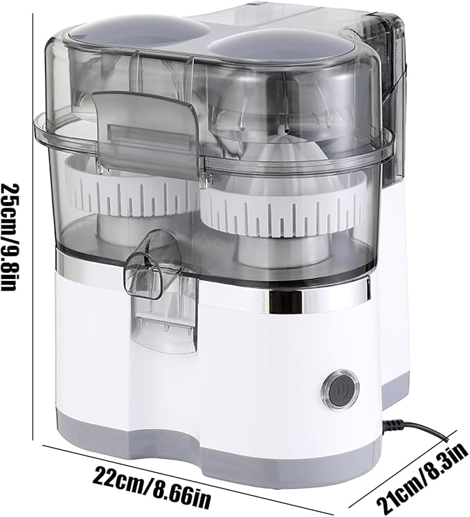 Dual-Head Electric Juicer, 400Ml Electric Twin Citrus Juice Maker with 8-Blade Pulp Groove, Safe Without Blade, Removable Easy to Clean,