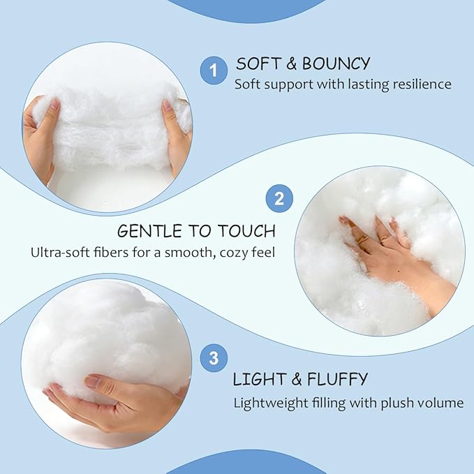 GUBFFON Upgraded Polyfill Pillow Stuffing, Fluffy Fiberfill for Stuffed Animals, Couch Pillows, Cushions, Amigurumi, Pet Beds, Plush, Cloud Decor, Ideal for Crafting - 2.3lb/36oz