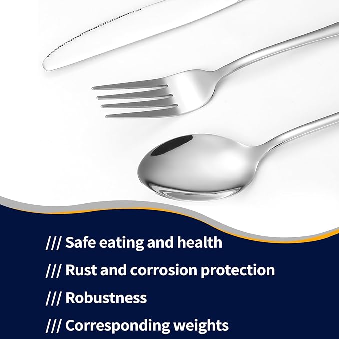 48-Piece Silverware Set with Steak Knives, Stainless Steel Flatware Set for 8, Food Grade Tableware Cutlery Set Rust-proof, Mirror Polished, Dishwasher Safe