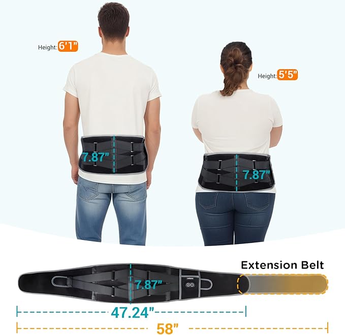 Comfytemp Cordless Heating Pad with Massager for Back, Portable Lower Back Massager FSA Eligible HSA Rechargeable Wireless Electric, Mothers Day Gifts for Women Mom Men Dad Seniors 3 Heat 30mins Off