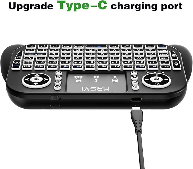Mini Keyboard with Touchpad-2.4GHz & Bluetooth Dual-Mode,7-Color Backlight, Multimedia Hotkeys, Rechargeable, for Android TV Box, Smart TV, Projector, PS3, PC, Tablet, Windows/iOS/Android