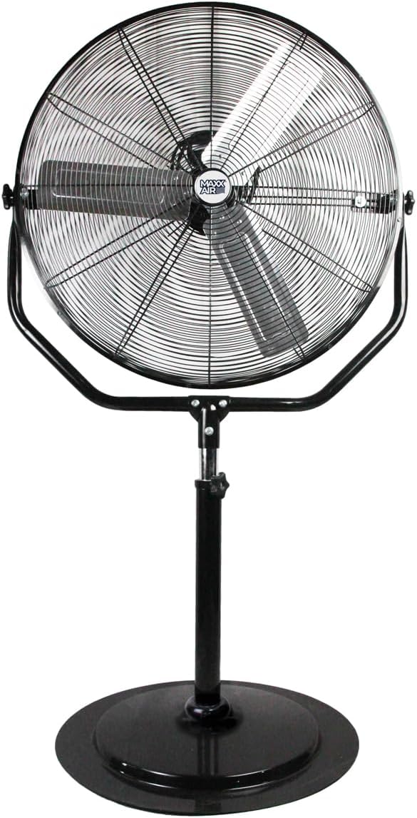 Maxx Air Industrial 30" Pedestal Fan, Powerful Heavy Duty Commercial Fan for Warehouses, Factories, and Large Spaces, Adjustable Height, Durable Construction, High Velocity Air Circulation