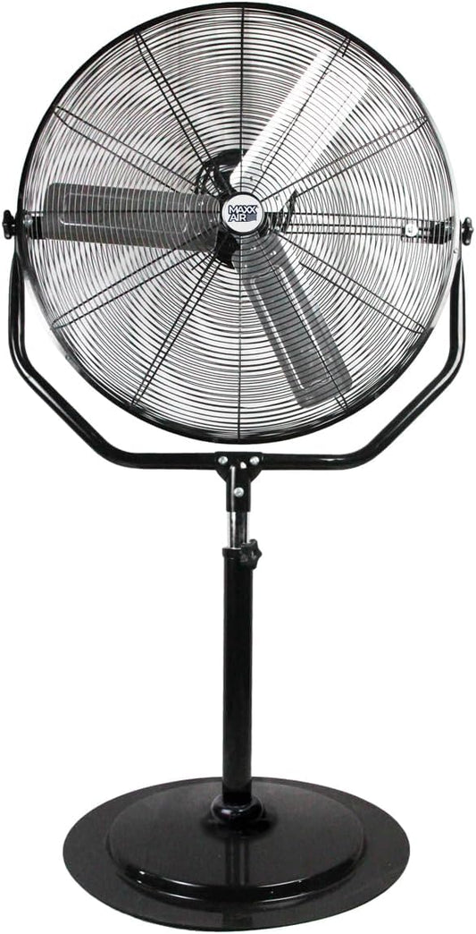 Maxx Air Industrial 30" Pedestal Fan, Powerful Heavy Duty Commercial Fan for Warehouses, Factories, and Large Spaces, Adjustable Height, Durable Construction, High Velocity Air Circulation