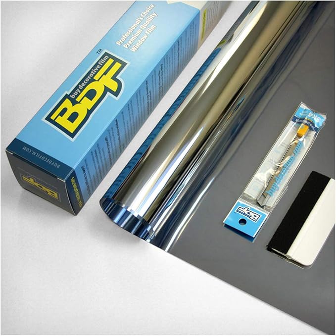 BDF S05 Window Film Daytime Privacy and Heat Control Mirror Silver 5 (Very Dark) - 48in X 12ft