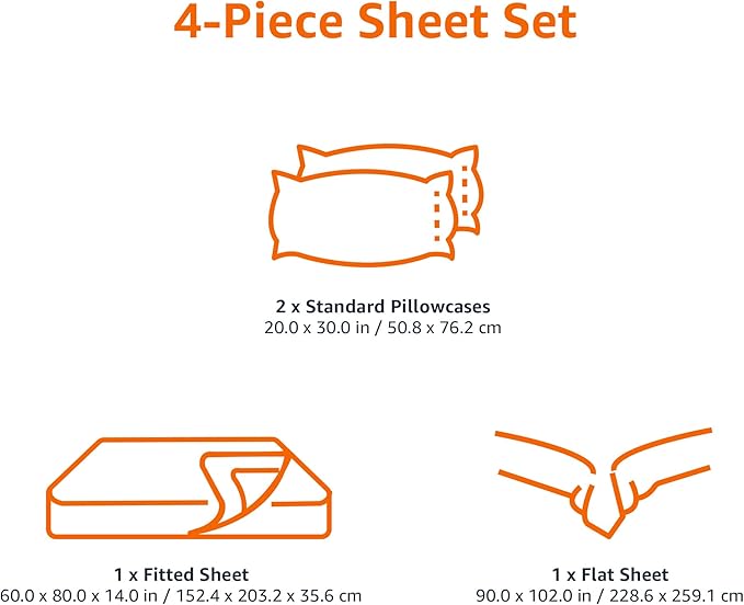 Amazon Basics Lightweight Super Soft Breathable Brushed Microfiber 4 Piece Bed Sheet Set with 14-Inch Deep Pockets, Wrinkle Resistant, Queen, Navy Blue, Solid
