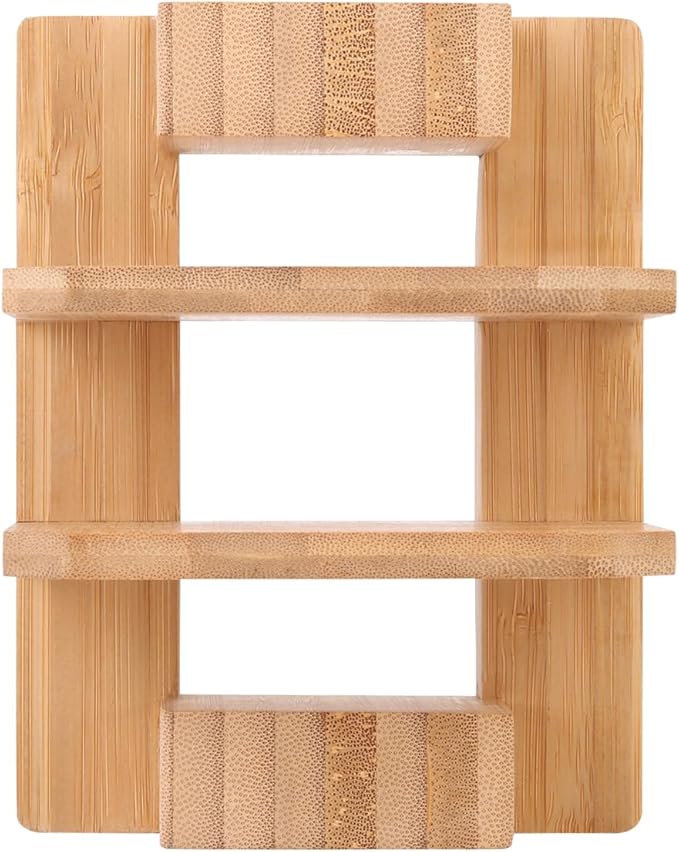 Donxote Bamboo Cutting Board Organizer Rack - Pot Lid, Baking Pan, Bakeware & Knife Holder, Cabinet and Countertop Storage Stand for Kitchen, Dish, Plate, and Cookbook