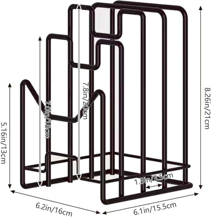 Multifunctional Cutting Board Organizer, Cutting Board Holder Rack Baking Cookie Pan Sheets Cooling Racks Storage Stand for Kitchen Cabinet -Divided Holder with 4 Slots (2PS Black) (1White+1Black)