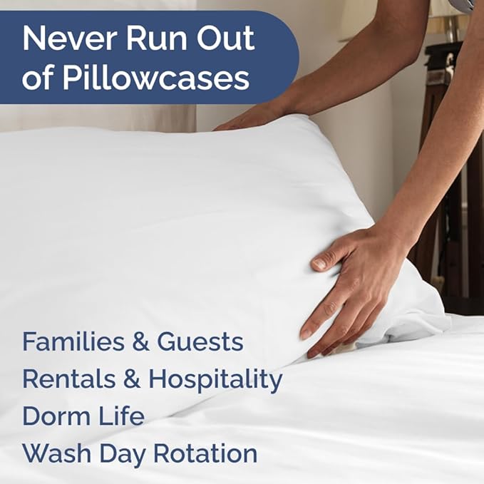 Standard Pillow Cases Set of 10 - Ultra Soft Hotel Quality Pillowcase Covers - Comfy, Cozy & Wrinkle Free - Shrink, Stain and Fade Resistant - Machine Washable Pillow Protectors - 10 Pcs Set - White