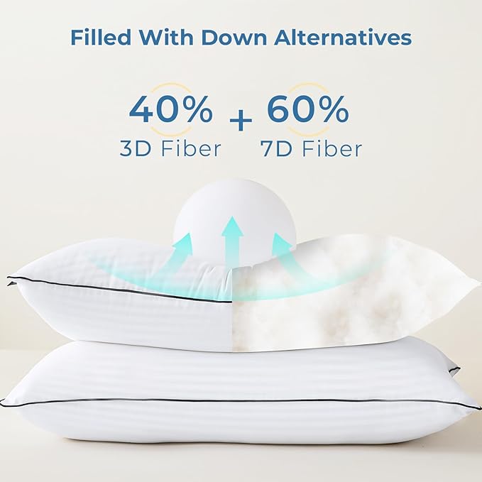 GOHOME Pillows Standard Size Set of 4 - Bed Pillows for Sleeping 4 Pack, Cooling Supportive Hotel Pillows with Premium Soft Down Alternative Fill for Side Stomach and Back Sleepers