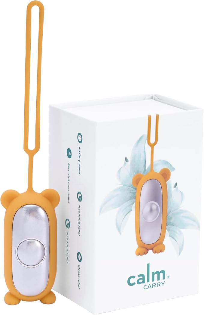 Glowco CalmCarry Mini Bear Kids Sleep Aid Device – Handheld Microcurrent Relaxation Tool, Supports Calm, Focus & Gentle Relief, USB Rechargeable, Portable Wellness Device for Children (Orange)