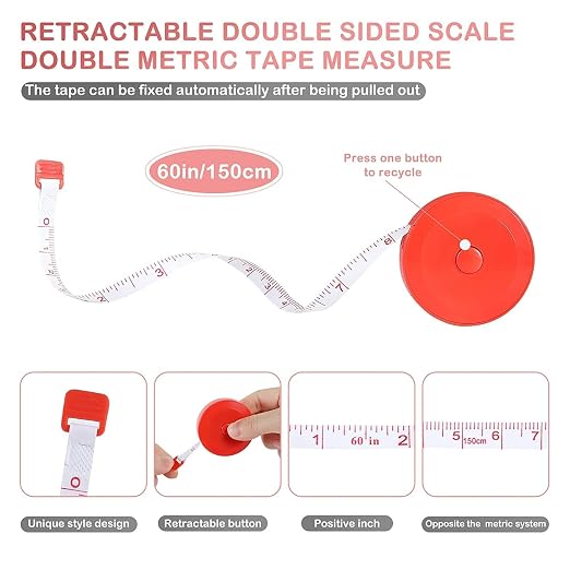 12 | 24 | 36 | 48 | 72 | 96 | 120 Pack Tape Measure,12 Colors Soft Retractable Measuring Tape 60-Inch/150cm, for Body Measuring Tailor Cloth Home Craft Measurements (120 Pack)